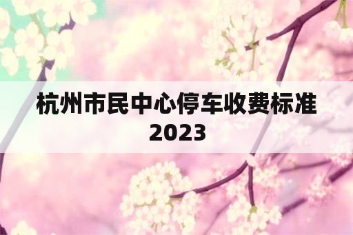 杭州市民中心停车收费标准2023