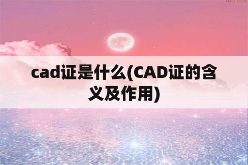 cad证是什么(CAD证的含义及作用)