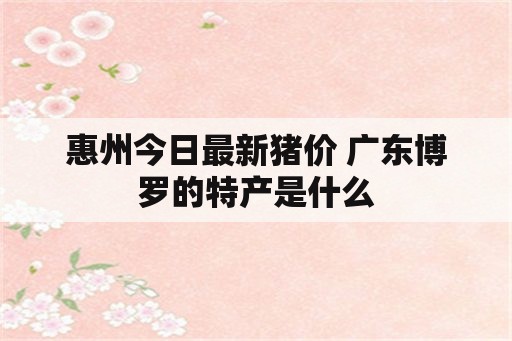 惠州今日最新猪价 广东博罗的特产是什么